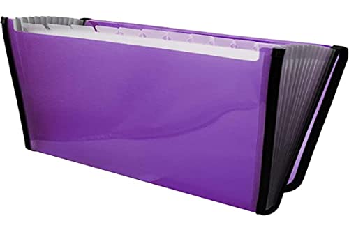 Raylu Paper® - Classeur de tri de documents accordéon avec 12 compartiments, classeur de bureau en plastique avec entretoises et bords renforcés (violet) Cover
