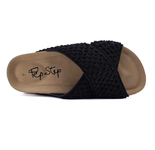Image of PepStep Slide Sandals for Women with Soft Cork Footbed and Strap, Ladies Fashion Platform Slide Sandals Comfortable Slip On Style