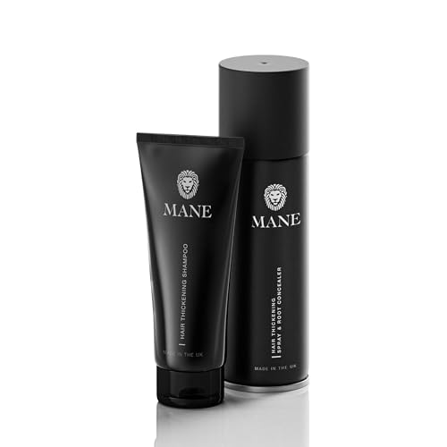 Mane Hair Thickening Spray (200 ml) and Shampoo direct from the manufacturer (Jet Black)