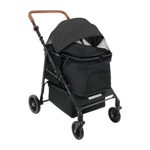 Cochecito plegable con ventana de red para mascotas de hasta 15 kg