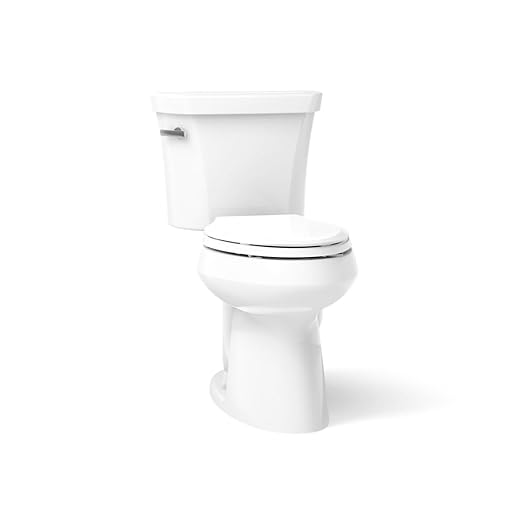 Kohler K-3999-0 Highline Comfort Height Two-piece Elongated 1.28 Gpf Toilet with Class Five Flushing Technology And Left-hand Trip Lever, Seat Not Included, White