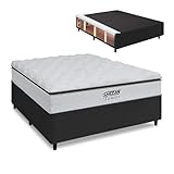 Cama Box Baú King Colchão com Molas Ensacadas 193x203x78cm Tower Branco/Preto