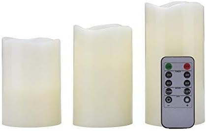 Sunmi Harvestime Flameless Candles, Led Votive Pillar Candles with Remote Timer,Battery Operated Powered, Electric Candles for Party Lights Centerpiece Lanterns and Wedding Decoration (Warm Yellow)
