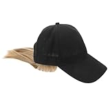 LABRIMP Peluca Corta y Recta para Mujer con Gorra de Béisbol Amarilla, Material de Seda Resistente al Calor y Aspecto Natural para Fiestas y Escuela