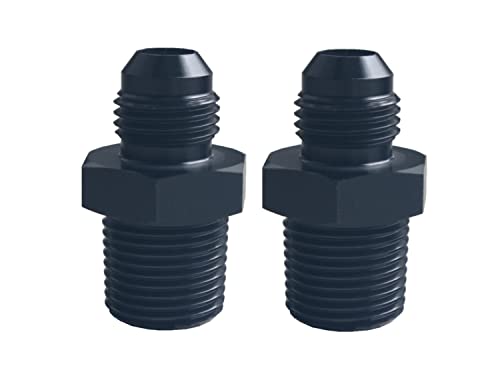 DEWHEL 2pcs Aluminium 6AN Male Flare to 1/4NPT Pipe Fitting Adapter Black(6AN - 1/4NPT)