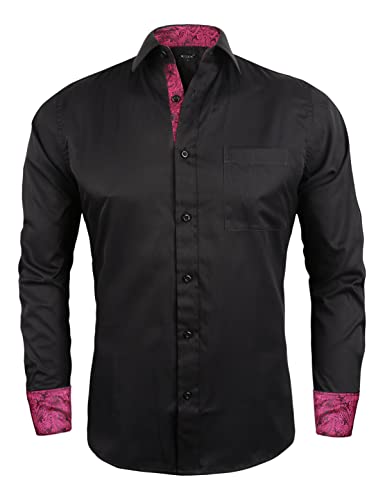 Alizeal Men's Business Slim Fit Dress Shirt Long Sleeve Patchwork Button-Down Shirt