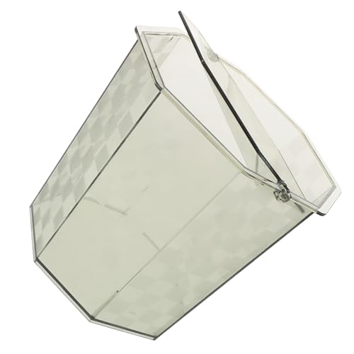 Parliky Bote De Basura De Escritorio Con Tapa Papelera De Plástico Acrílico Para Oficina y Hogar Basurero Pequeño Para Reducidos Color Gris