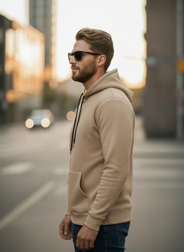 Image of Men Regular Fit Fleece ||Black||Hoodie Solid||Sweatshirt-JM3860