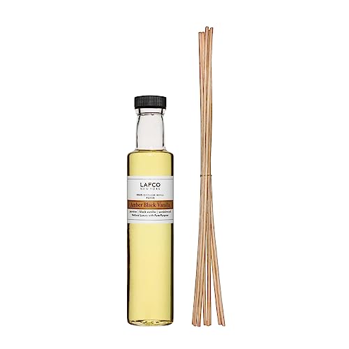 LAFCO New York Reed Diffuser Refill, Amber Black Vanilla - 8.4 oz - Up to 4-Month Fragrance Life - Includes Natural Wood Reeds - Free of Dyes & Propellants - Made in The USA