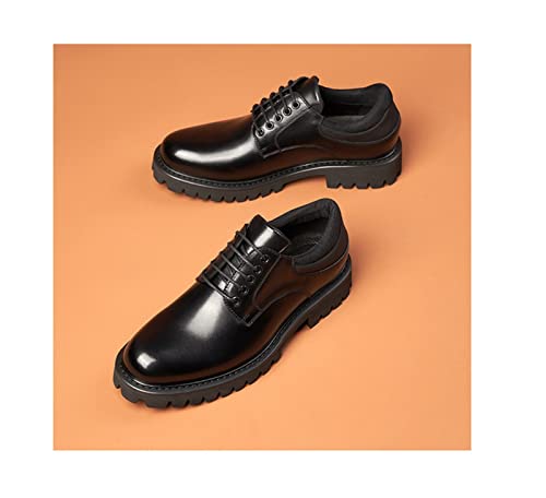 LAZIRO Top Layer Cowhide Business Casual Round Toe Low-top Leather Shoes Men's Thick Bottom Raised Leather Soft Bottom Tooling Men's Shoes4