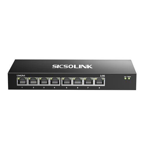 Image of 8-Port 2.5G Unmanaged Ethernet Switch, 8x2.5G Base-T RJ45 Ports, 40Gbps Switching Capacity, Fanless Metal, Plug & Play for NAS, PC, Gaming, WiFi AP