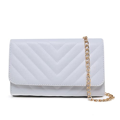 Bolsa Clutch Matelasse Feminina Branca Alça de Corrente
