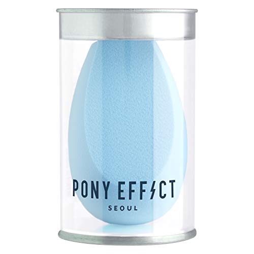 PONY EFFECT Pebble Blender Foundation Blending Sponge | #Powder Blue | Unique Edge-Cut Shape Cosmetic Sponge Applicator | K-Beauty