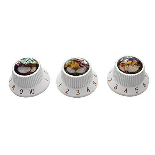 Musiclily Pro Inch Size Boutons de Potentiomètres Stratocaster Abalone Top Knobs pour Guitare USA Strat ST Style, Blanc… - Les Beatles, Paul McCartney, John Lennon, RIngo Starr, George Harrison Musiclily Pro Inch Size Boutons de Potentiomètres Stratocaster Abalone Top Knobs pour Guitare USA Strat ST Style, Blanc…