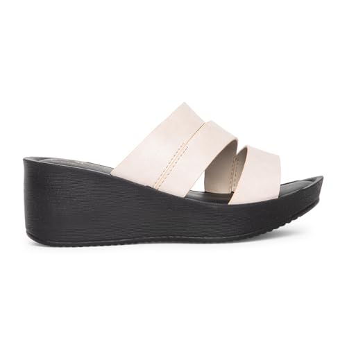 Image of BELLA Women Fashion Wedge Slip On Brown Sandal | Durable | Stylish | Comfortable | Slip Resistant | Lightweight and Breathable