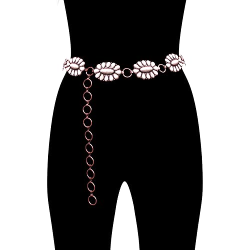 Western Turquoise flower Concho Chain Belt No.23