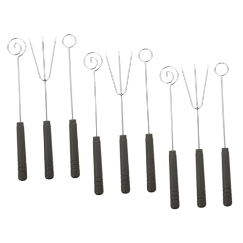 SHOWERORO 9pcs Chocolate Fork Dessert Server Skewer Kitchen Tools Metal Forks Fondue Spear Dipping Tool for Chocolate Cheese Dipping Tool Stainless Steel Hot Pot Skewers Plastic