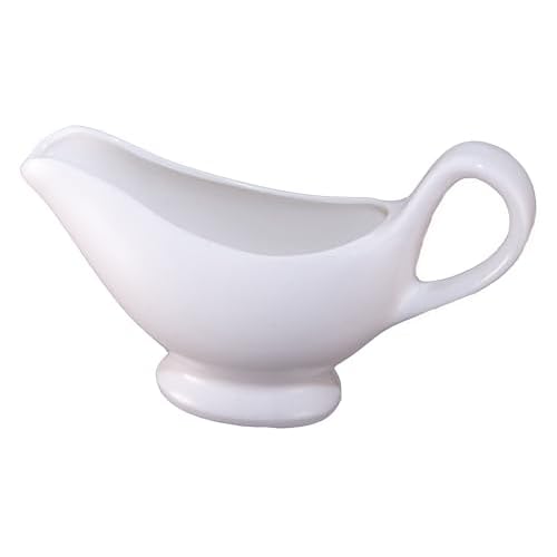 Gravy Boat, 9.4 oz Sauce Boat, 280 ml Gravy Bowl, Ceramic Serving Dish, White Dispenser (9.4 ounces)