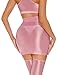 AUBIG Oil Glossy Mini Skirt for Women Sexy Shiny Bodycon Tight Pencil Dress Clubwear Party Hot Skirt Pink Large