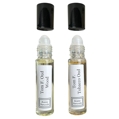 Avany Naturals Mens Cologne Sampler Sets - Oud Scented Fragrance Body Oil - Gift Set for Him 2 Pc 10ml