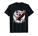 Santa Claus Eagle Ride American Flag Patriotic Christmas T-Shirt