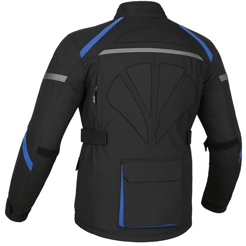 SAGA MOTO Surfer Motorbike Jacket – Waterproof Cordura Fabric with Padded Back & Elbow Protection (US, Alpha, 5X-Large, Regular, Regular, Blue) by SAGA MOTO - Used condition - Image 8
