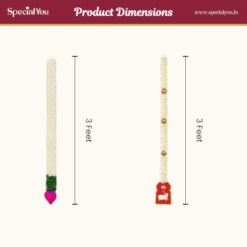 Image of Special You Ganesh Chaturthi Decoration Items - 3 Lotus Bud Hangings & 2 Cow Design Latkans for Ganpati Decoration, Pooja Room, Mandir, Janmashtami, Diwali Festival Home Decoration - 5 Pcs Set