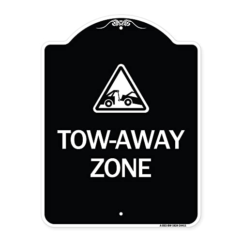 SignMission Designer Series Sign - Tow-Away Zone with Graphic | Black & White 18" x 24" Heavy-Gauge Aluminum Architectural Sign | Protect Your Business & Municipality | Made in The USA