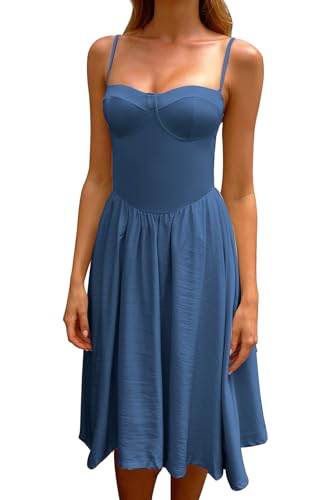 Image of CHYRII Women Fashion Summer 2025 Sweetheart Neck Spaghetti Straps Corset A-Line Long Sundress Midi Dress