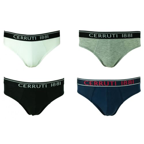 CERRUTI 1881 Lot de 4 Slips Confort et qualité Premium Cooper - M Gris, Blanc, Bleu, Noir