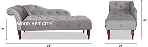 Image of Luxury Velvet 2 Seater Chaise Lounge Sofa - Tufted Chesterfield Modern Couch with Button Tufted Back Elegant Lounge Couch for Living Room, Bedroom, Office