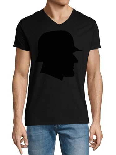 T-shirt Grim Soldier homme col en V en coton anti-irritation couleur noir taille L