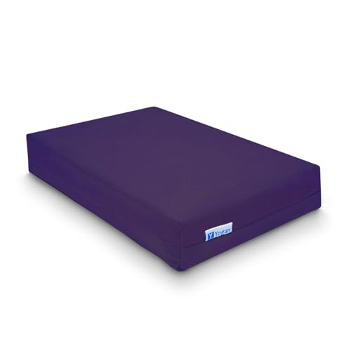 Yogan Cojín para la cabeza (2 pulgadas) para yoga/pilates | Funda exterior de algodón orgánico (extraíble y lavable) | Funda interior con relleno de fibra reciclada | 30 x 20 x 5 cm (morado real)