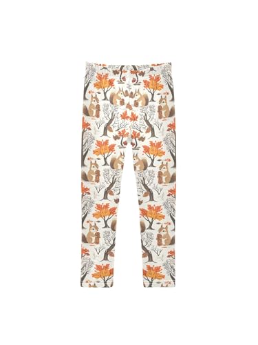 Girls Leggings Squirrels Pine Cones and Maple Tree Toddler Girls Clothes Toddler Comfortable Bottoms Girl Leggings 3-4T