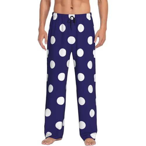 Navy Blue Polka Dots Mens Pj Pants,Soft Men Lounge Pants,Mens Pajama Pants Bottoms,Sleep Pants For Men4