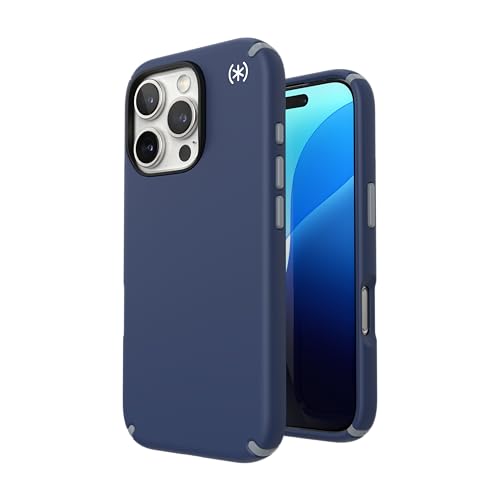 Image of Speck Blue iPhone 16 Pro Case MagSafe - Slim Phone Case iPhone 16 Pro - iPhone 16 Pro Phone Case - Presidio2 Pro - Coastal Blue /Dust Grey