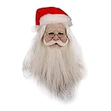 WAITLOVER Máscara de Papá Noel, decoración de disfraces de cosplay de Navidad, máscara de Navidad con barba completa, blanco realista