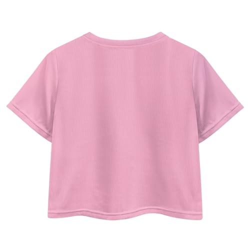 Image of Girl Crop Top Shirts for Summer Cute T Shirts Short Sleeve Tees for Kids 5-16