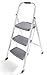Rubbermaid RM-3W-2W Steel Frame 3 Folding Stool with Hand Grip and Plastic Steps, 250-Pound Capacity, White Finish