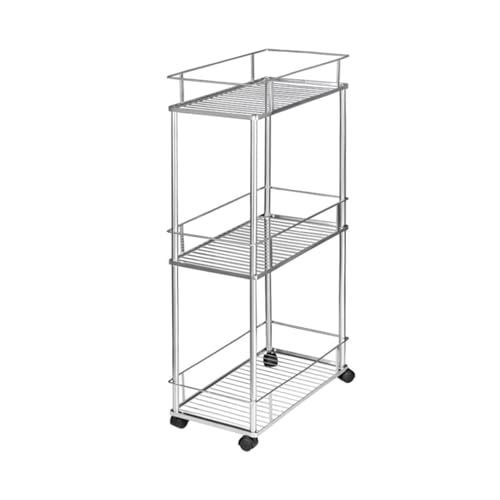 Carro auxiliar con ruedas de 3 niveles, Carrito cocina de metal, Carrito de cocina con ruedas, para entrada, Sala de estar(67cm/26in)