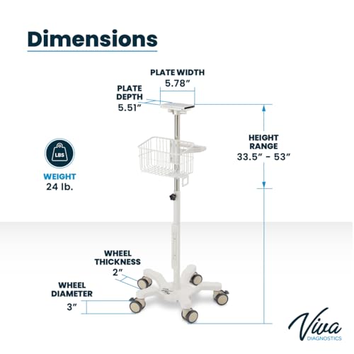 Image of VivaDiagnostics Omni Spot Vital Signs Monitor with Mobile Cart, Monitor de signos vitales, Includes Thermometer