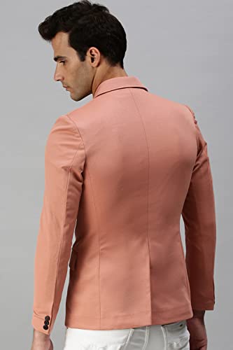 Image of SHOWOFFFF Mens Solid Single-Breasted Casual Blazer | Notched Lapel Long Sleeves Cotton Blazer for Men's | Slim Fit Blazer for Men's