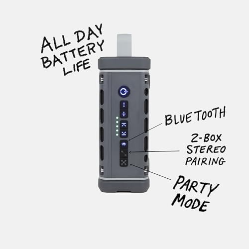 Turtlebox Ranger: Loud! Outdoor Portable Bluetooth 5.4 Speaker | Rugged, Waterproof, Ultra-Portable | Plays to 105db, Deep Bass, Shockproof, Unlimited Pairing for Full Stereo Experience, Gray - 2