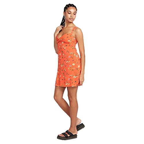 Volcom Women's Hey Budz Mini Fit And Flare Dress, Dark Coral, L #TOP2