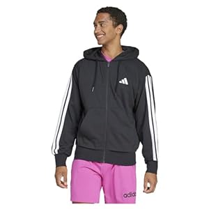 adidas Men’s Essential Three Stripes French Terry Fullzip Hoodie Hooded Sweatshirt (pack of 1)