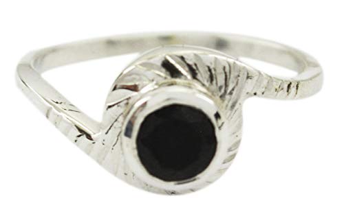 Bague en argent et onyx noir véritable RIYO anneau minimaliste contre la décoloration