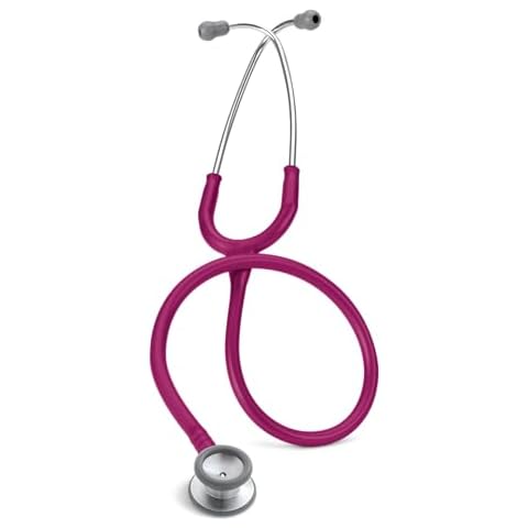 3M Littmann Classic II Pediatric Stethoscope, 2122, Stainless Steel Chestpiece, 28" Raspberry Tube Cover