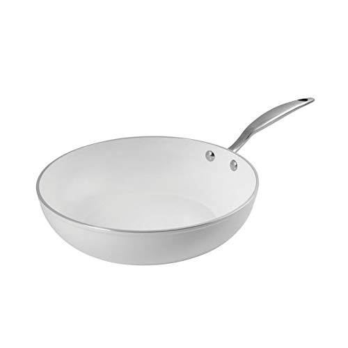 Wok alu Sitram Hegoa blanc de 28 cm pour plaque de cuisson