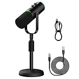 PUPGSIS Podcast Dynamic Microphone, XLR/USB Recording PC Microphones for Broadcast, Podcast, Recording, Gaming & Streaming, Studio Mic with Mute, Headphone Jack, Monitoring Volume Control, Windscreen