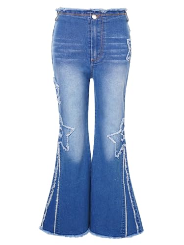 Kids Girls Mid Waist Denim Jeans Bell Bottoms Flare Pants Leggings Trousers4